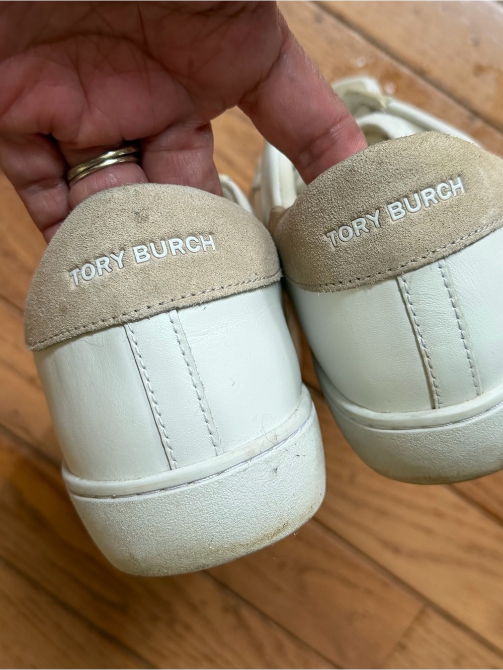 Tory Burch Ivory Leather Low-Top Sneakers - Picture 2 of 7